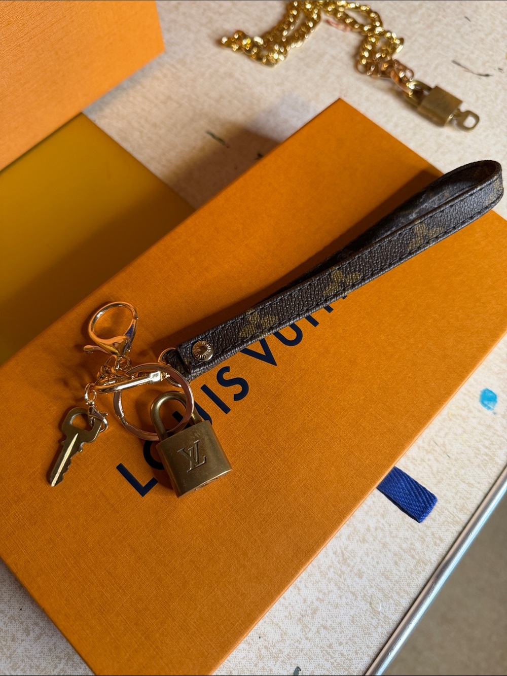 Leather Wrist Keychain with Lock #309